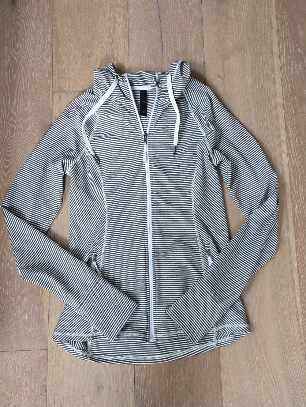 Striped Zip-Up Hoodie Jacket - Black & White